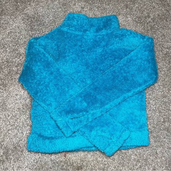 All In Motion Girls 6 High Pile Sherpa Fleece Pullover Sweatshirt 1/4 zip Teal - Picture 3 of 5